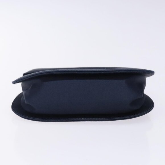 Salvatore Ferragamo Gancini Hand Bag Satin Navy Gold Auth 134768 - Picture 6 of 16